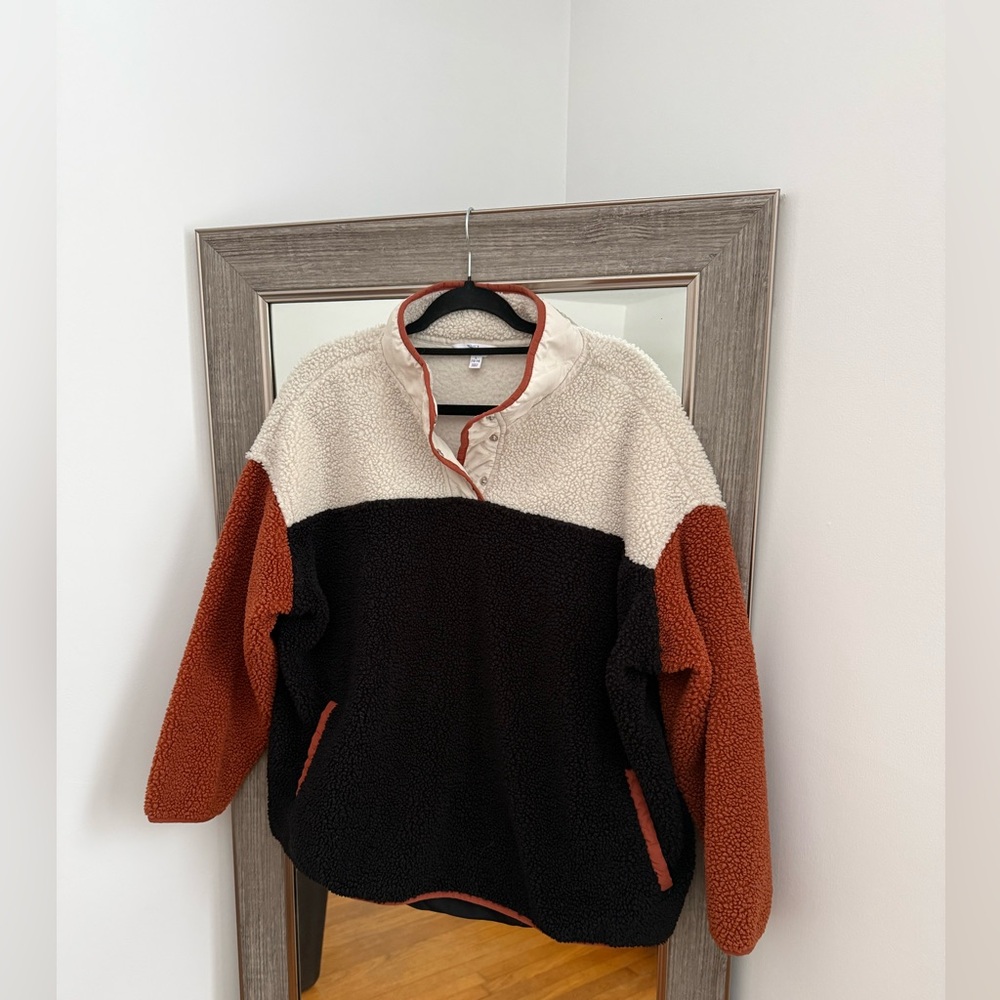 Colorblock Sherpa Pullover Time & Tru Womens Large